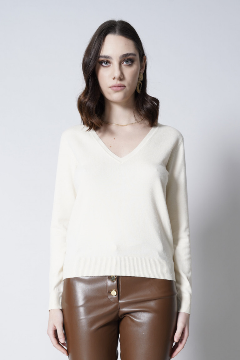 Pullover scollo a V in...