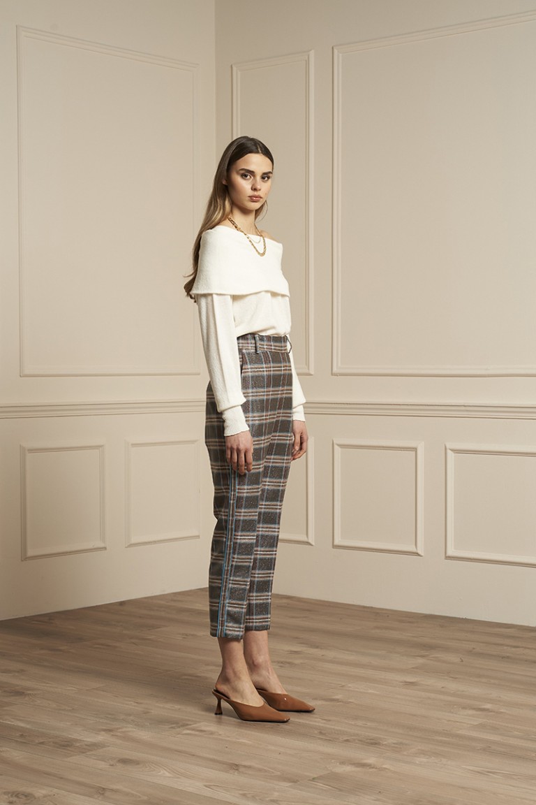 Pantalone tartan lurex...