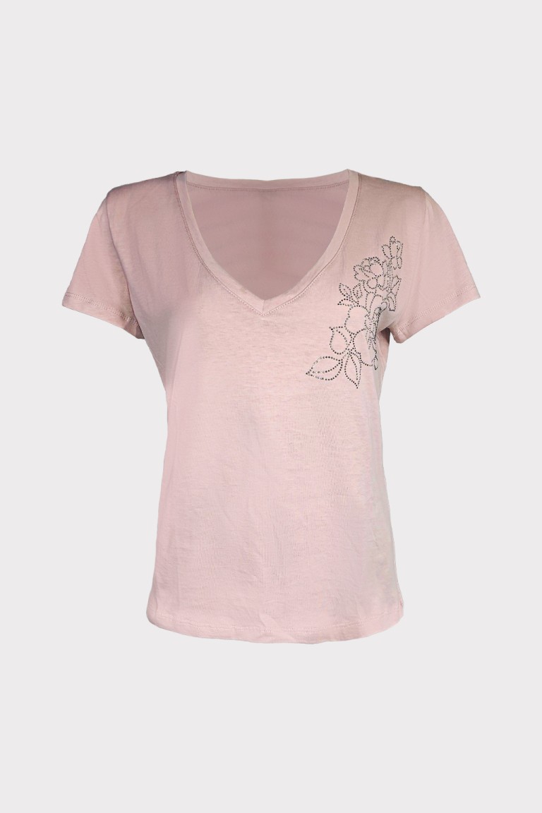 T-shirt rosa strass